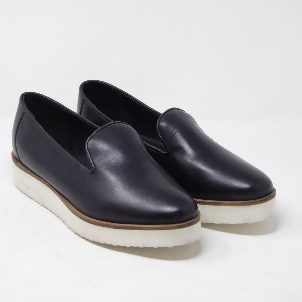 Roolee Black Leather Slip On Platform Loafers Womens Size 39 EU / 8 US